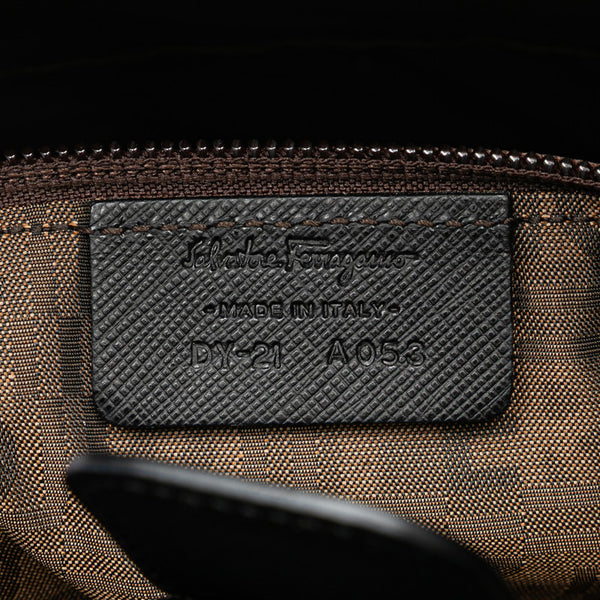 サルヴァトーレフェラガモ ガンチーニ トートバッグ ブラック PVC レザー レディース Salvatore Ferragamo 【中古】