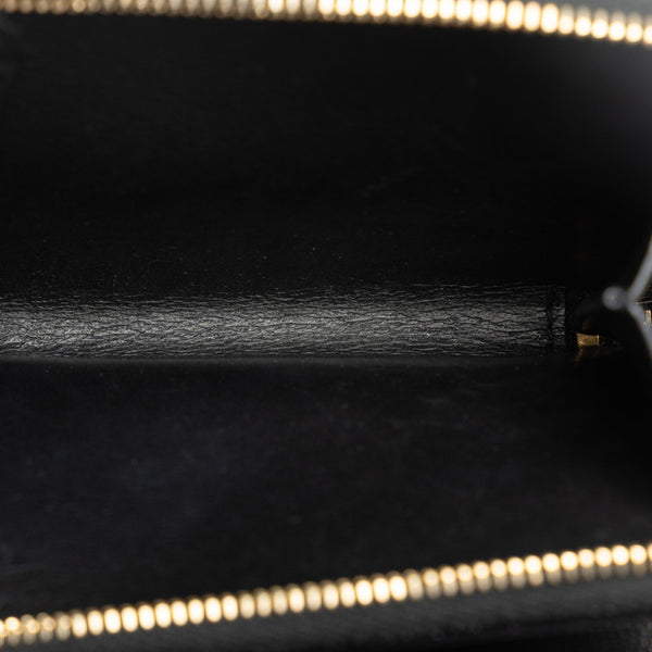 サンローラン ロゴ ゴールド金具 二つ折り財布 ラウンドファウナー コンパクトウォレット GUE403723 ブラック レザー レディース SAINT LAURENT 【中古】