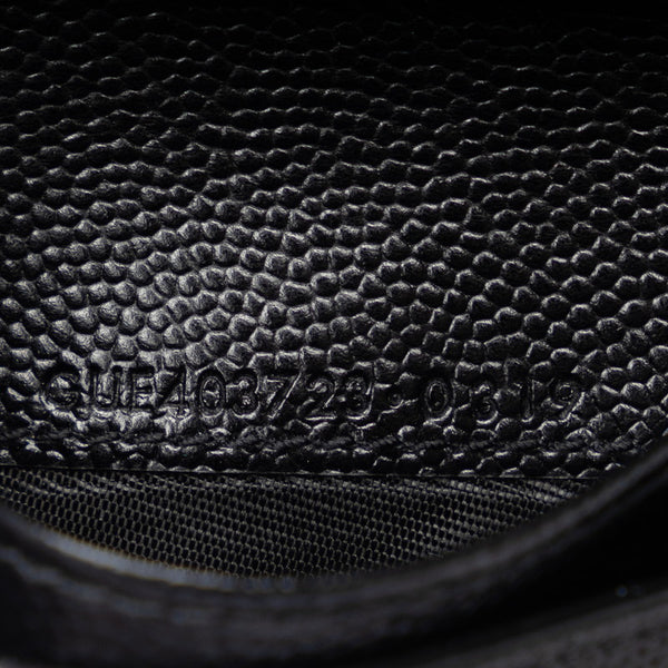 サンローラン ロゴ ゴールド金具 二つ折り財布 ラウンドファウナー コンパクトウォレット GUE403723 ブラック レザー レディース SAINT LAURENT 【中古】