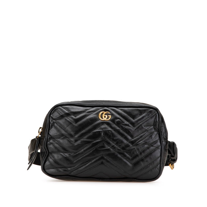 グッチ GGマーモント  ウエストバッグ 523380 ブラック レザー レディース GUCCI 【中古】