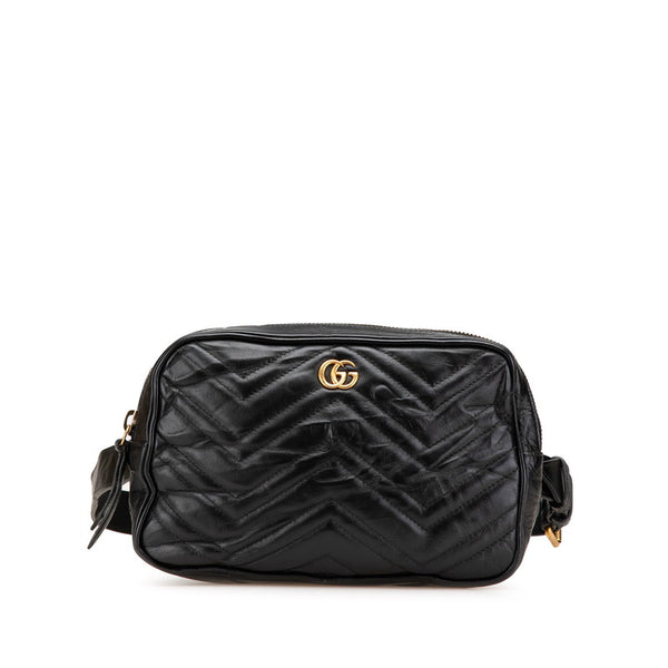 グッチ GGマーモント  ウエストバッグ 523380 ブラック レザー レディース GUCCI 【中古】