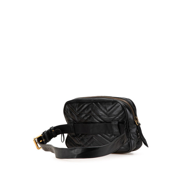 グッチ GGマーモント  ウエストバッグ 523380 ブラック レザー レディース GUCCI 【中古】