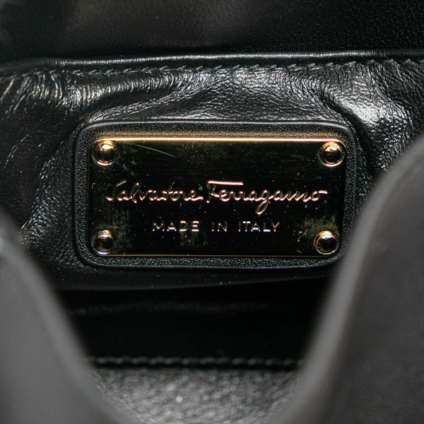 サルヴァトーレフェラガモ ガンチーニ ミニソフィア トップハンドルバッグ ショルダーバッグ 2WAY GE-21 F086 ブラック レザー レディース Salvatore Ferragamo 【中古】