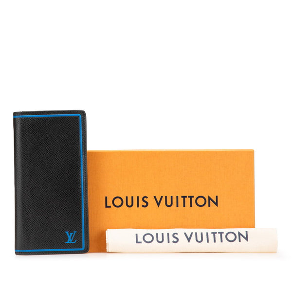 ルイ ヴィトン タイガ ポルトフォイユ ブラザ 長財布 M63300 ノワール ブラック ブルー レザー メンズ LOUIS VUITTON 【中古】