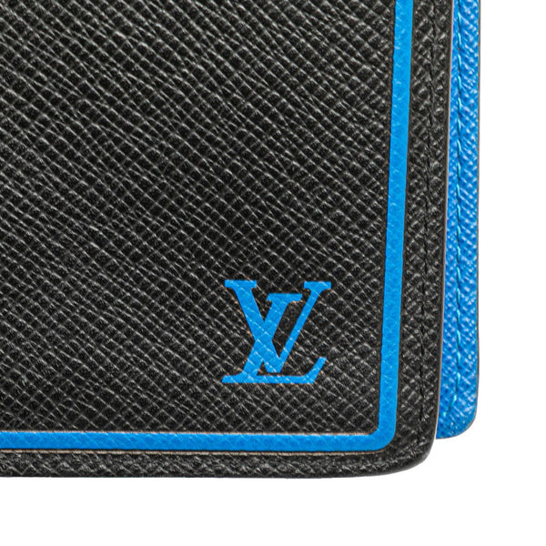 ルイ ヴィトン タイガ ポルトフォイユ ブラザ 長財布 M63300 ノワール ブラック ブルー レザー メンズ LOUIS VUITTON 【中古】