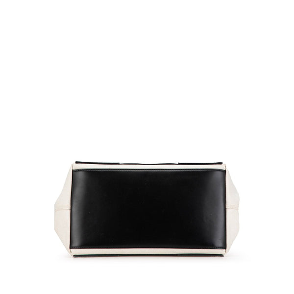 バレンシアガ ネイビー カバス スモール ハンドバッグ トートバッグ 339933 ホワイト ブラック キャンバス レザー レディース BALENCIAGA 【中古】