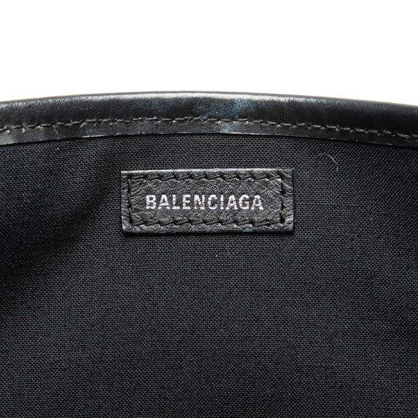 バレンシアガ ネイビー カバス スモール ハンドバッグ トートバッグ 339933 ホワイト ブラック キャンバス レザー レディース BALENCIAGA 【中古】