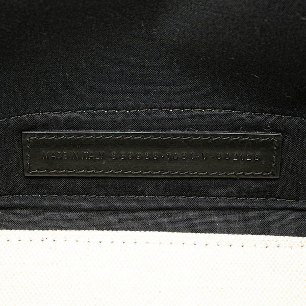 バレンシアガ ネイビー カバス スモール ハンドバッグ トートバッグ 339933 ホワイト ブラック キャンバス レザー レディース BALENCIAGA 【中古】