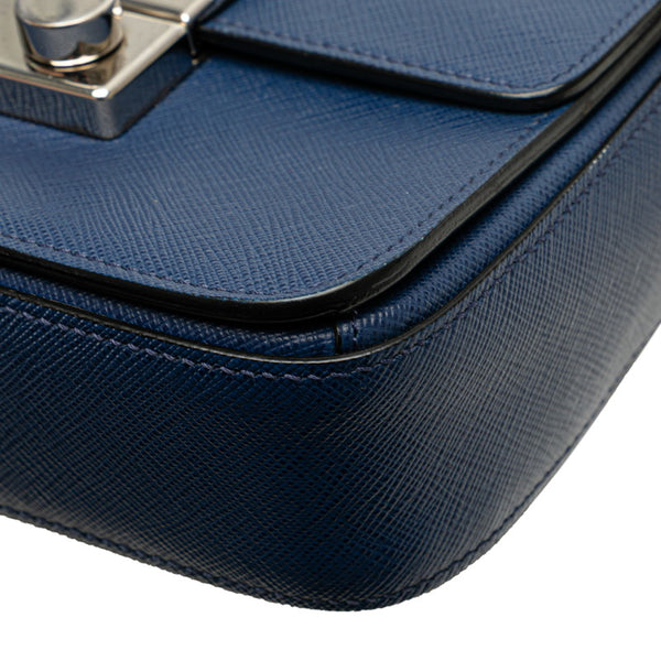 プラダ サフィアーノ ハンドバッグ ショルダーバッグ 2WAY ブルー シルバー レザー レディース PRADA 【中古】