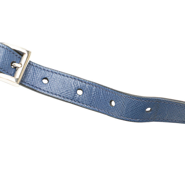 プラダ サフィアーノ ハンドバッグ ショルダーバッグ 2WAY ブルー シルバー レザー レディース PRADA 【中古】