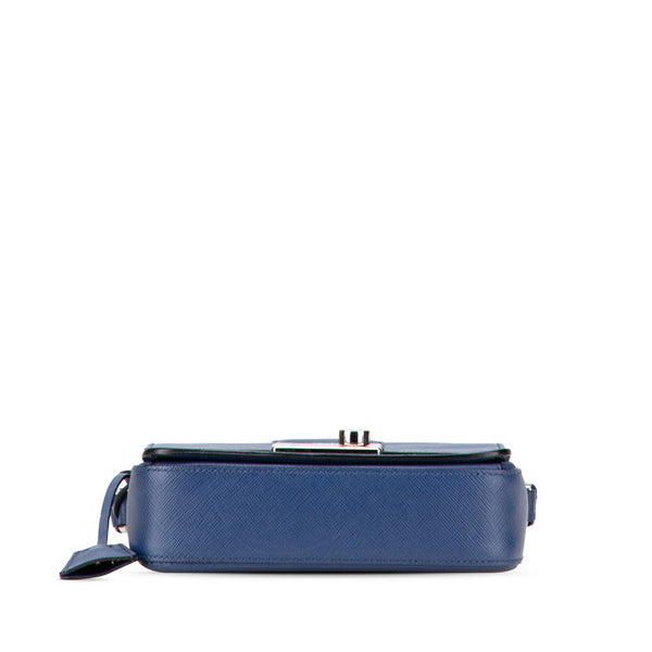 プラダ サフィアーノ ハンドバッグ ショルダーバッグ 2WAY ブルー シルバー レザー レディース PRADA 【中古】