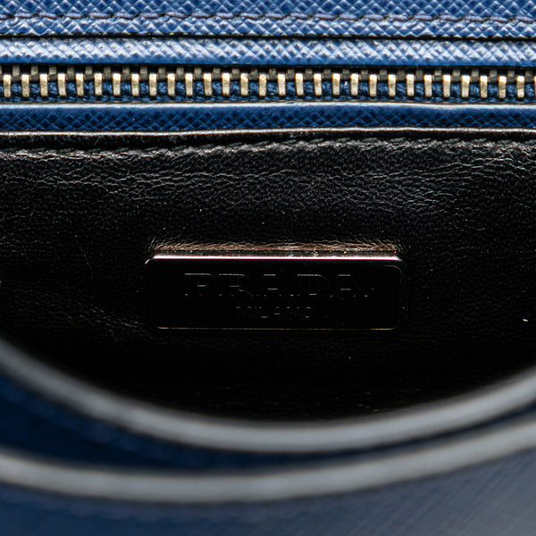 プラダ サフィアーノ ハンドバッグ ショルダーバッグ 2WAY ブルー シルバー レザー レディース PRADA 【中古】