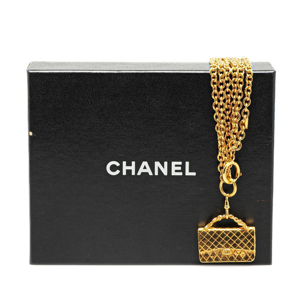 シャネル マトラッセ モチーフ ココマーク ネックレス ロング 3連 ゴールド メッキ レディース CHANEL 【中古】