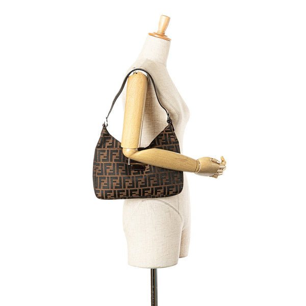 フェンディ ズッカ マンマバケット ワンショルダーバッグ ハンドバッグ ブラウン ブラック キャンバス レザー レディース FENDI 【中古】