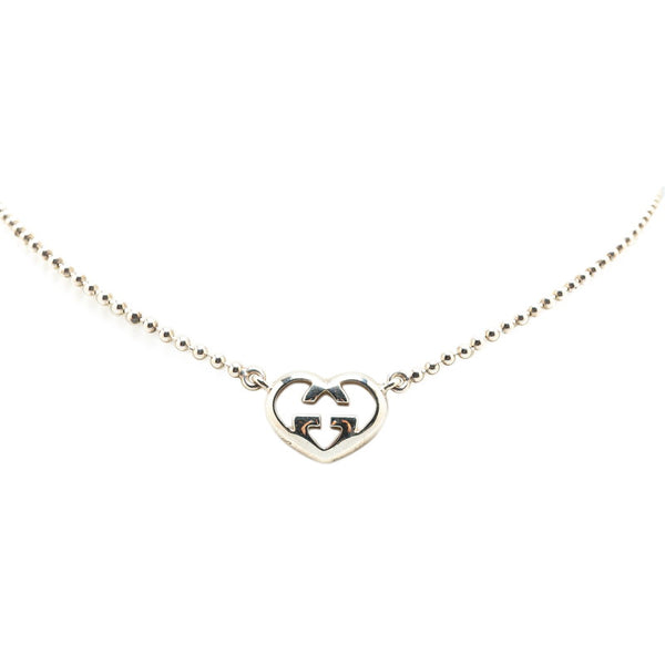 グッチ インターロッキングG ハートモチーフ ネックレス SV925 シルバー レディース GUCCI 【中古】