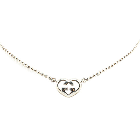 グッチ インターロッキングG ハートモチーフ ネックレス SV925 シルバー レディース GUCCI 【中古】
