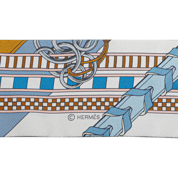 エルメス ツイリー Brides et Gris Gris 馬勒とチャーム スカーフ ブルー マルチカラー シルク レディース HERMES 【中古】