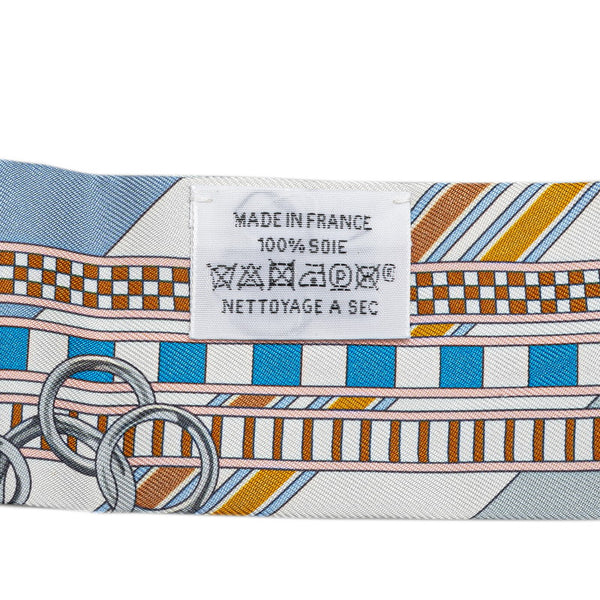 エルメス ツイリー Brides et Gris Gris 馬勒とチャーム スカーフ ブルー マルチカラー シルク レディース HERMES 【中古】