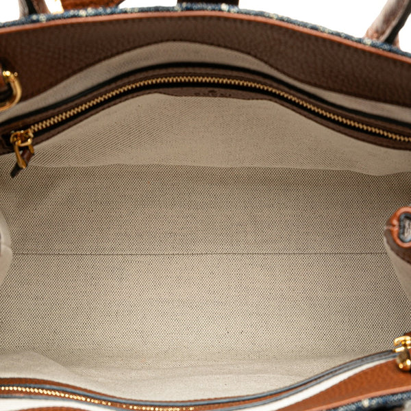 グッチ GGデニム ジャッキー 1961 ハンドバッグ ショルダーバッグ 2WAY 649016 ブルー ブラウン デニム レザー レディース GUCCI 【中古】