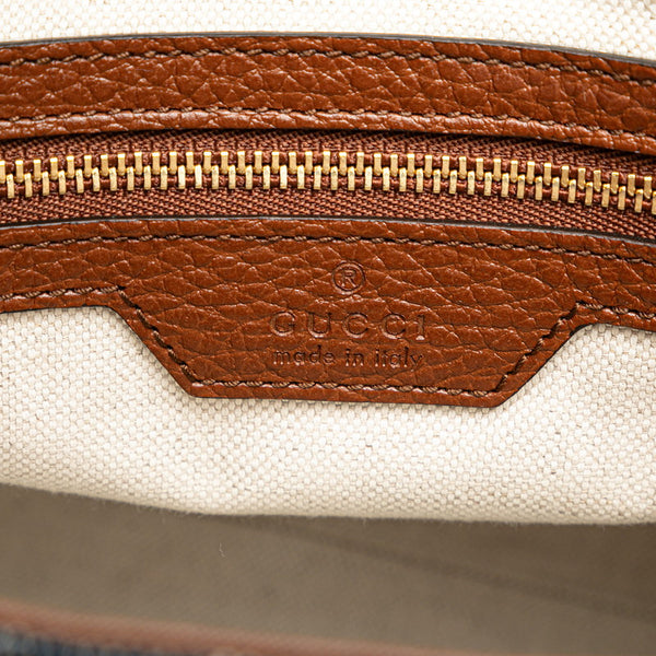 グッチ GGデニム ジャッキー 1961 ハンドバッグ ショルダーバッグ 2WAY 649016 ブルー ブラウン デニム レザー レディース GUCCI 【中古】