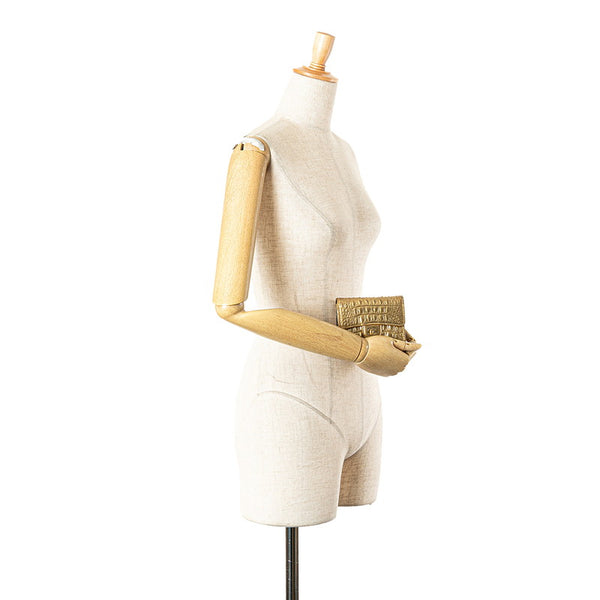 シャネル ココマーク クロコ型押し 二つ折り財布 フラップウォレット ゴールド レザー レディース CHANEL 【中古】