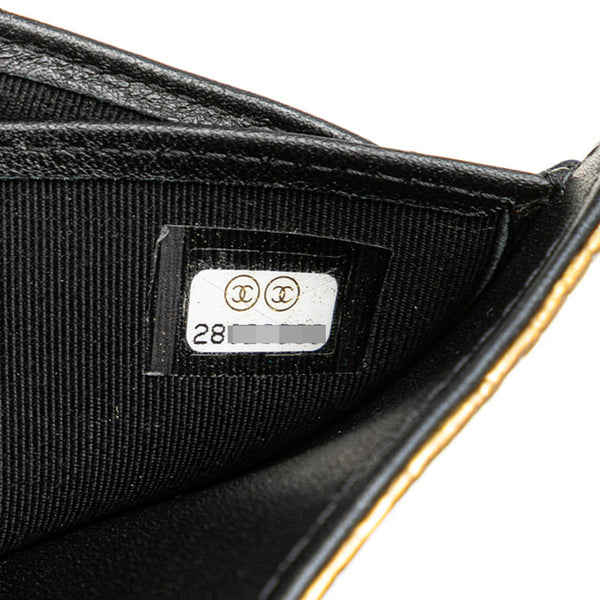 シャネル ココマーク クロコ型押し 二つ折り財布 フラップウォレット ゴールド レザー レディース CHANEL 【中古】