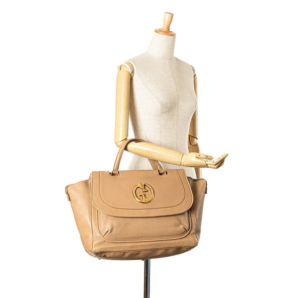 グッチ ダブルG ハンドバッグ ボストンバッグ 251813 ベージュ レザー レディース GUCCI 【中古】