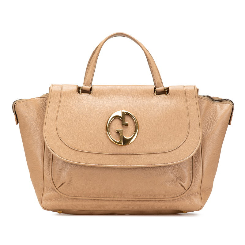 グッチ ダブルG ハンドバッグ ボストンバッグ 251813 ベージュ レザー レディース GUCCI 【中古】