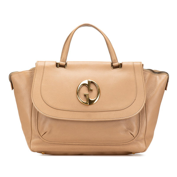 グッチ ダブルG ハンドバッグ ボストンバッグ 251813 ベージュ レザー レディース GUCCI 【中古】