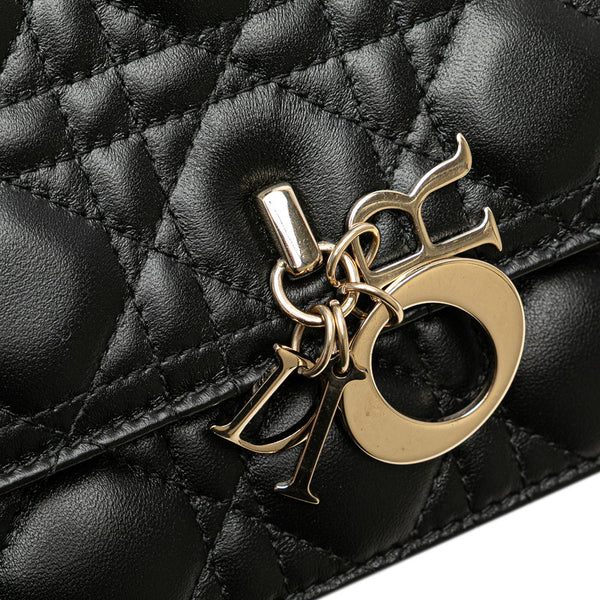 ディオール マイディオール カナージュ ハンドバッグ ショルダーバッグ 2WAY ブラック レザー レディース Dior 【中古】
