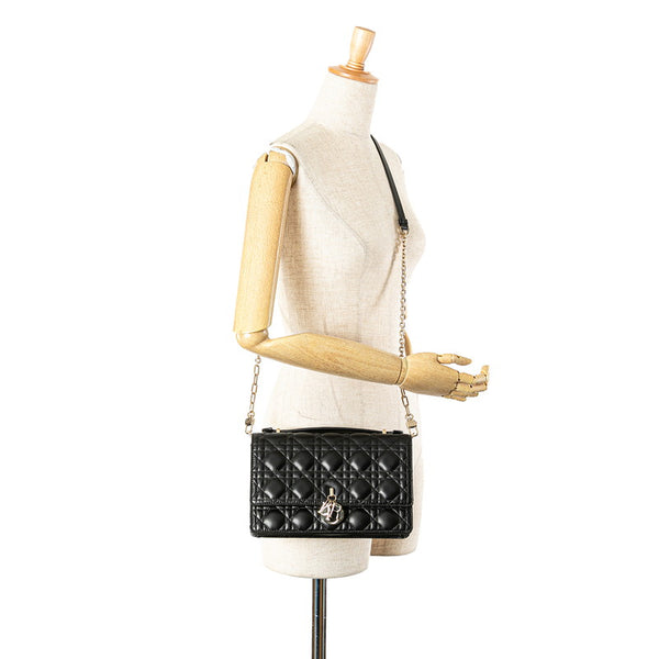 ディオール マイディオール カナージュ ハンドバッグ ショルダーバッグ 2WAY ブラック レザー レディース Dior 【中古】
