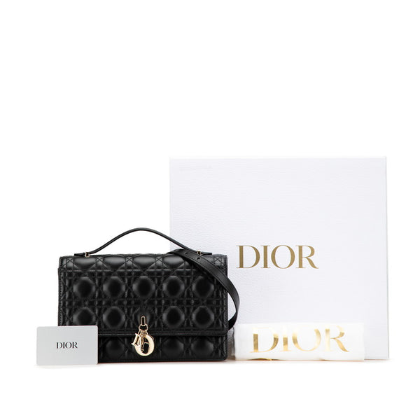 ディオール マイディオール カナージュ ハンドバッグ ショルダーバッグ 2WAY ブラック レザー レディース Dior 【中古】