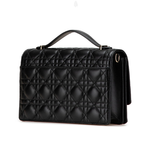 ディオール マイディオール カナージュ ハンドバッグ ショルダーバッグ 2WAY ブラック レザー レディース Dior 【中古】