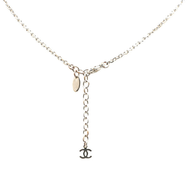 シャネル ココマーク ラウンド ラインストーン ネックレス シルバー ブラック メタル レディース CHANEL 【中古】