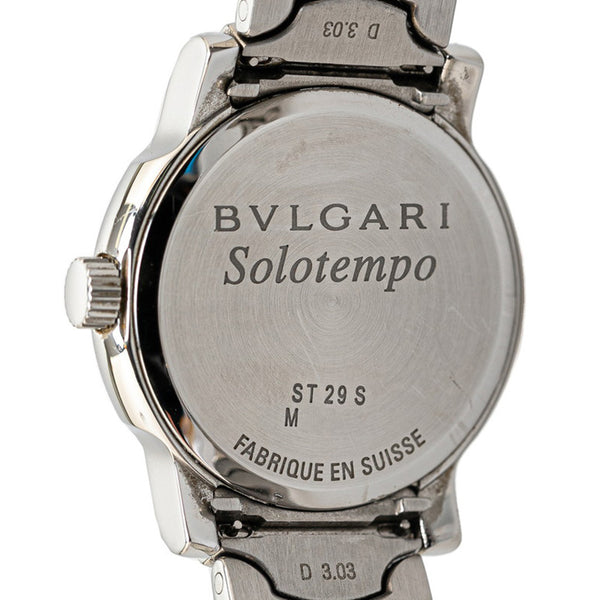 ブルガリ ソロテンポ 腕時計 ST29S クオーツ ブラック文字盤 ステンレススチール レディース BVLGARI 【中古】