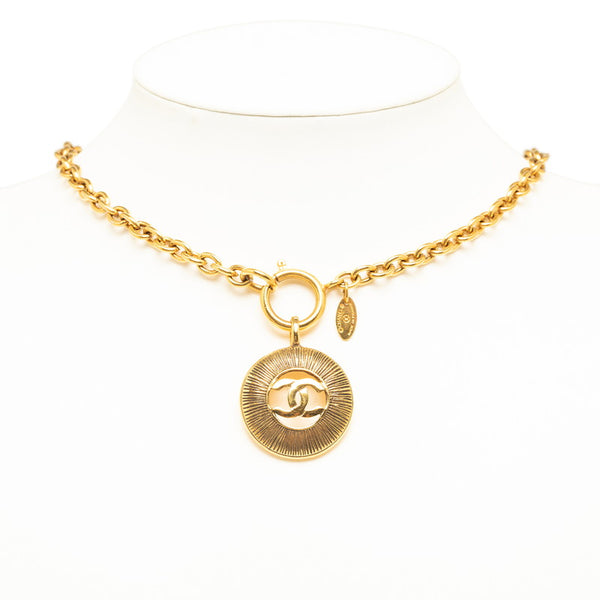 シャネル ヴィンテージ ココマーク メダル ネックレス ゴールド メッキ レディース CHANEL 【中古】