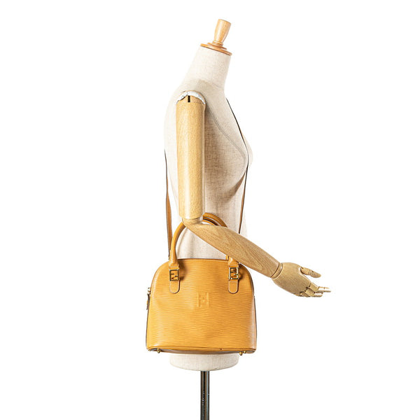 フェンディ FFロゴ ハンドバッグ ショルダーバッグ 2WAY ベージュ マスタード レザー レディース FENDI 【中古】