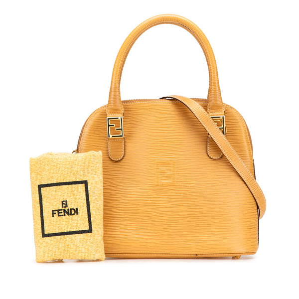 フェンディ FFロゴ ハンドバッグ ショルダーバッグ 2WAY ベージュ マスタード レザー レディース FENDI 【中古】