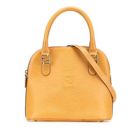 フェンディ FFロゴ ハンドバッグ ショルダーバッグ 2WAY ベージュ マスタード レザー レディース FENDI 【中古】