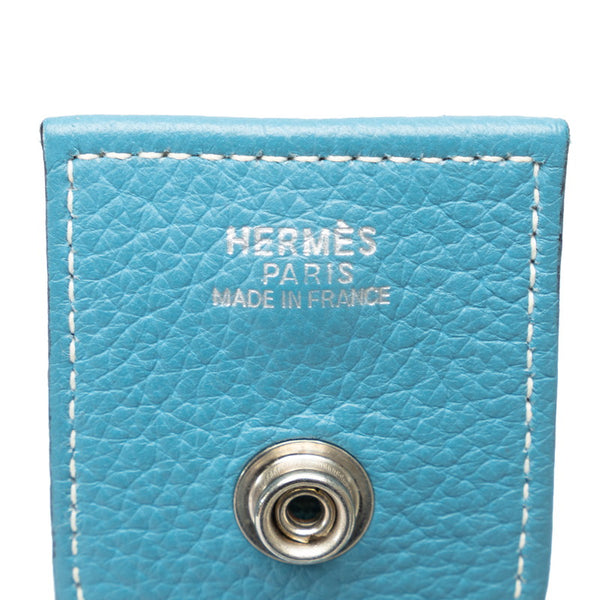 エルメス サコ 斜め掛け ショルダーバッグ ブルー トワルアッシュ レザー レディース HERMES 【中古】