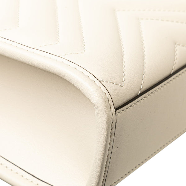 グッチ GGマーモント ショルダーバッグ ハンドバッグ 2WAY 696123 ホワイト ゴールド レザー レディース GUCCI 【中古】