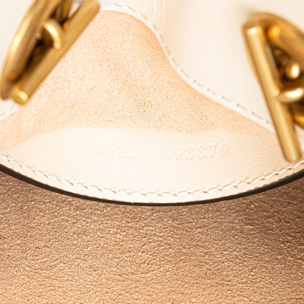 グッチ GGマーモント ショルダーバッグ ハンドバッグ 2WAY 696123 ホワイト ゴールド レザー レディース GUCCI 【中古】