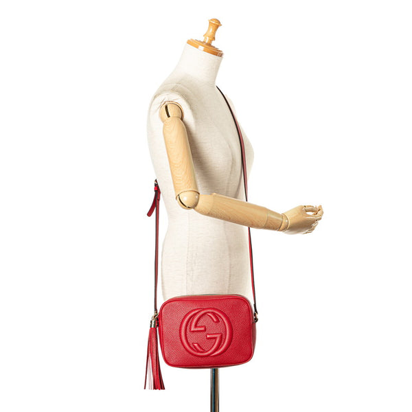 グッチ ソーホー インターロッキングG タッセル 斜め掛け ショルダーバッグ  308364 レッド レザー レディース GUCCI 【中古】