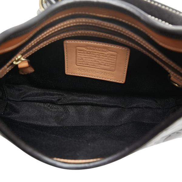 コーチ シグネチャー ワンショルダーバッグ ハンドバッグ ブラック レザー レディース COACH 【中古】