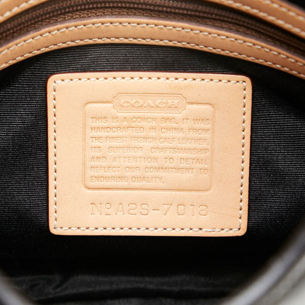 コーチ シグネチャー ワンショルダーバッグ ハンドバッグ ブラック レザー レディース COACH 【中古】