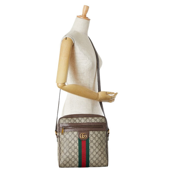 グッチ オフディア GGスプリーム シェリーライン 斜め掛け ショルダーバッグ 547934 ベージュ ブラウン PVC レザー レディース GUCCI 【中古】