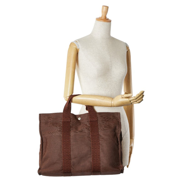 エルメス エールラインMM ハンドバッグ ブラウン キャンバス レディース HERMES 【中古】