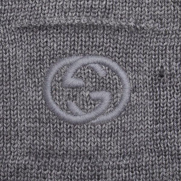 グッチ インターロッキングG マフラー グレー ウール レディース GUCCI 【中古】