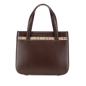 バーバリー ノバチェック シャドーホース ハンドバッグ ダークブラウン レザー レディース BURBERRY 【中古】