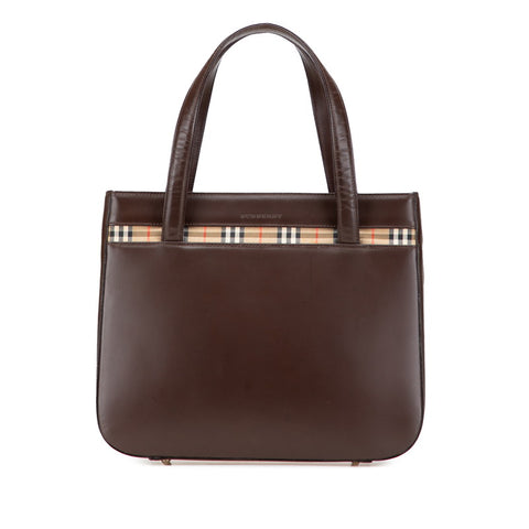 バーバリー ノバチェック シャドーホース ハンドバッグ ダークブラウン レザー レディース BURBERRY 【中古】
